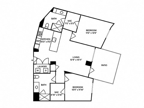Sentral Old Town - B2 2BR 2BA Floor Plan